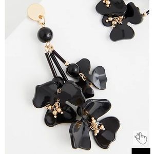 Torrid Black Resin Floral Hanging Earrings NWT